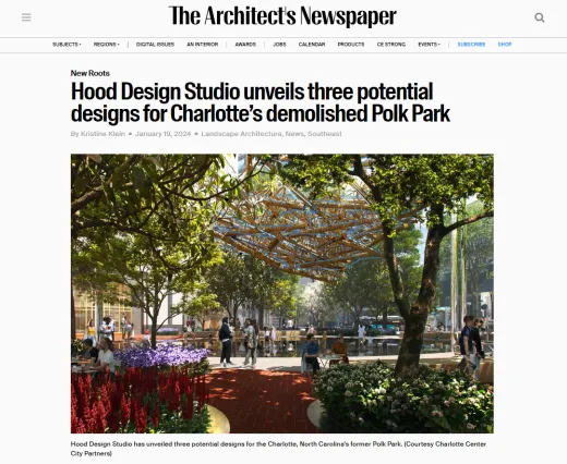 Designs for McColl Park in Charolette NC in The Architect's Newspaper