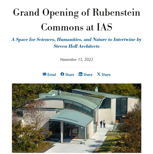 Rubenstein Commons at the Institute of Advanced Study reopens