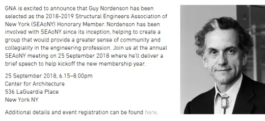Guy Nordenson selected as SEAoNY Honorary Member