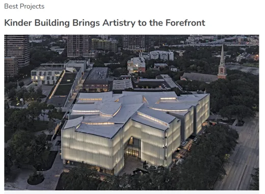 MFAH Kinder Building featured in Engineering News Record