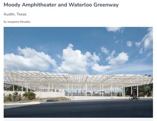 Moody Amphitheater featured in Architectural Record