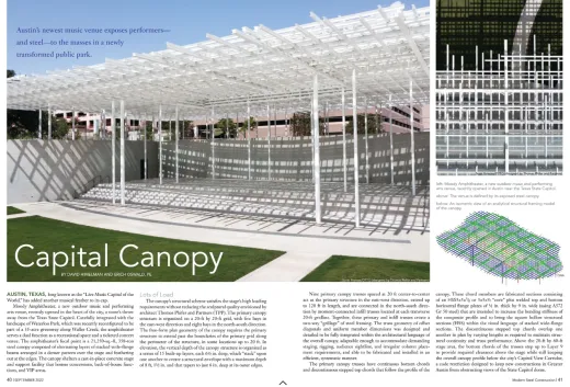 Moody Amphitheater at Waterloo Greenway in Modern Steel Construction