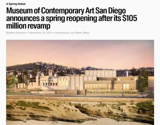 Museum of Contemporary Art San Diego announces reopening