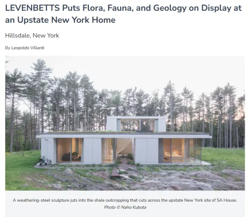 SA House featured in Architectural Record