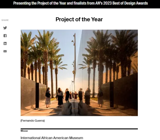 The International African American Museum wins The Architect's Newspaper 2023 Project of the Year